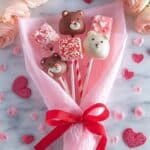 Valentine's Marshmallow Bear Pops with Heart and Flower Decorations Recipe