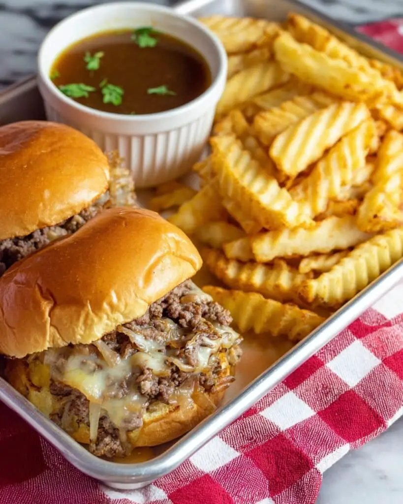 Slow Cooker Ground Beef French Dip Sandwiches Recipe