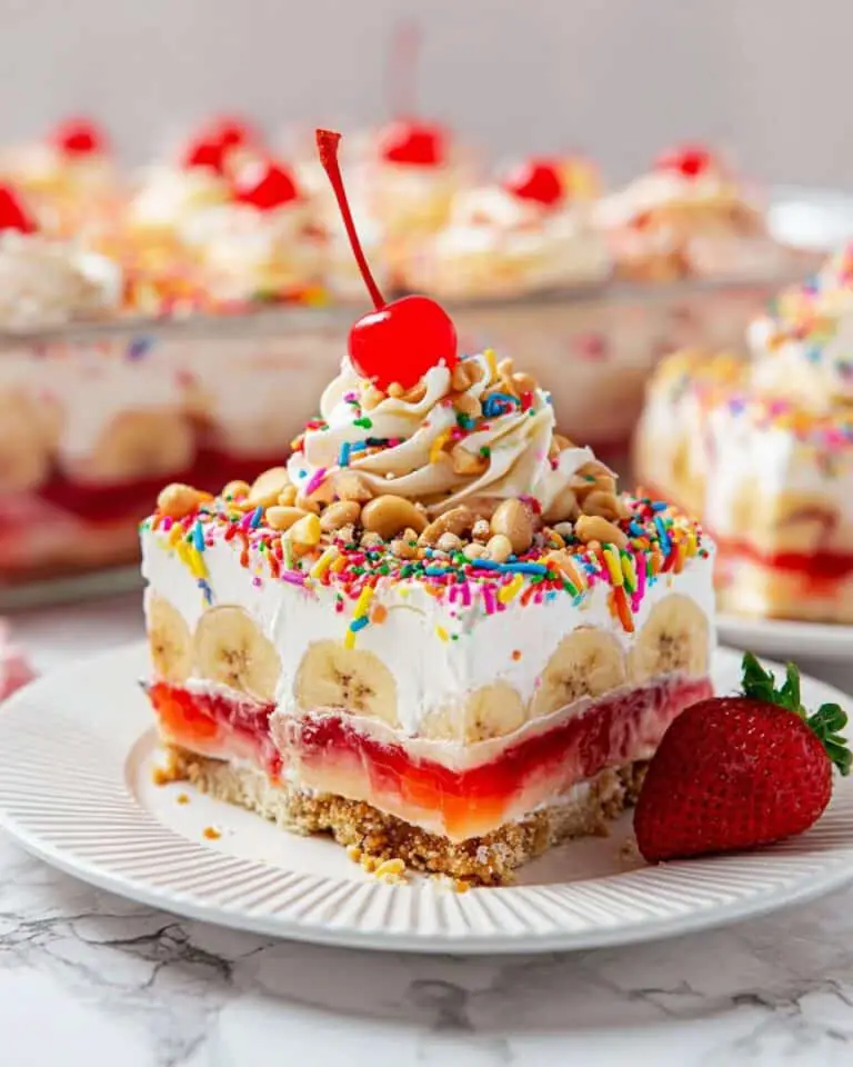 No Bake Banana Split Cake Recipe
