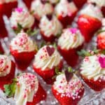 Mascarpone Stuffed Strawberries with Chocolate Hearts and Sprinkles Recipe