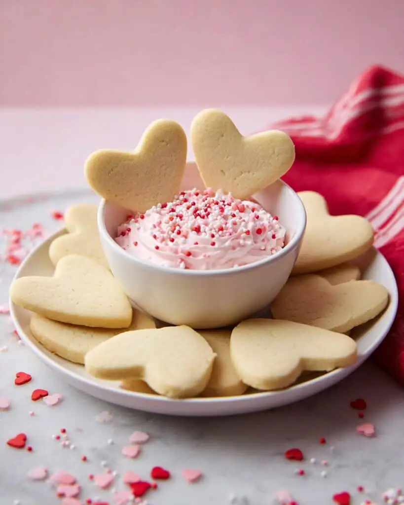 Valentine’s Day Heart-Shaped Cookies with Cream Cheese Dip Recipe