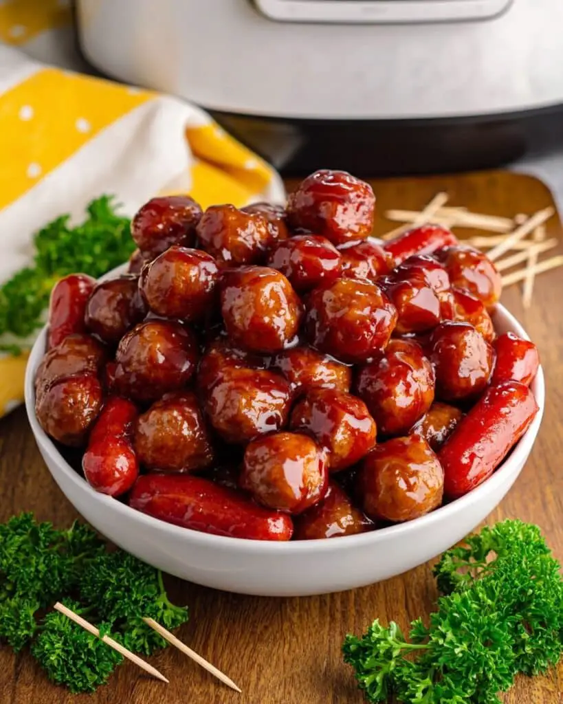 Crockpot Teriyaki BBQ Meatballs & Lil Smokies Recipe