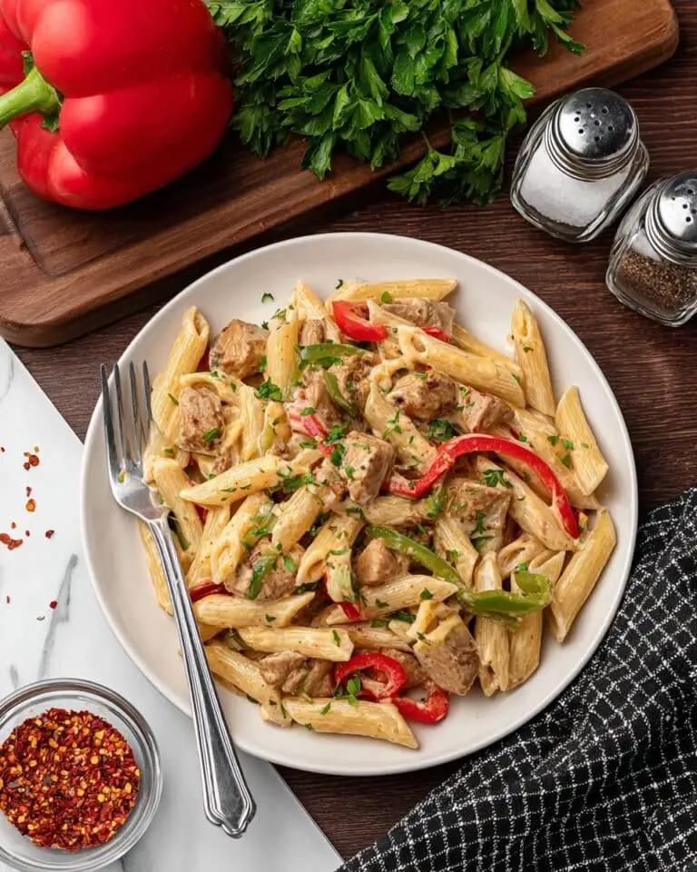 Rasta Pasta with Jerk Chicken and Creamy Monterey Jack Sauce Recipe