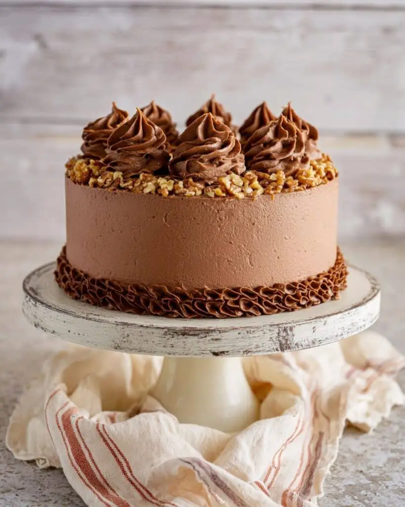 German Chocolate Cake with Pecan Coconut Frosting and Chocolate Buttercream Recipe