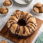 Samoa Cake with Caramel Coconut Topping and Chocolate Drizzle Recipe