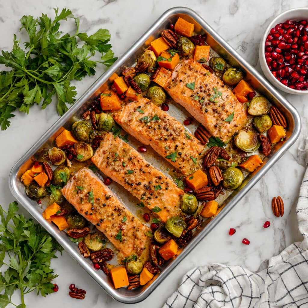 Maple Mustard Salmon Sheet Pan Dinner Recipe