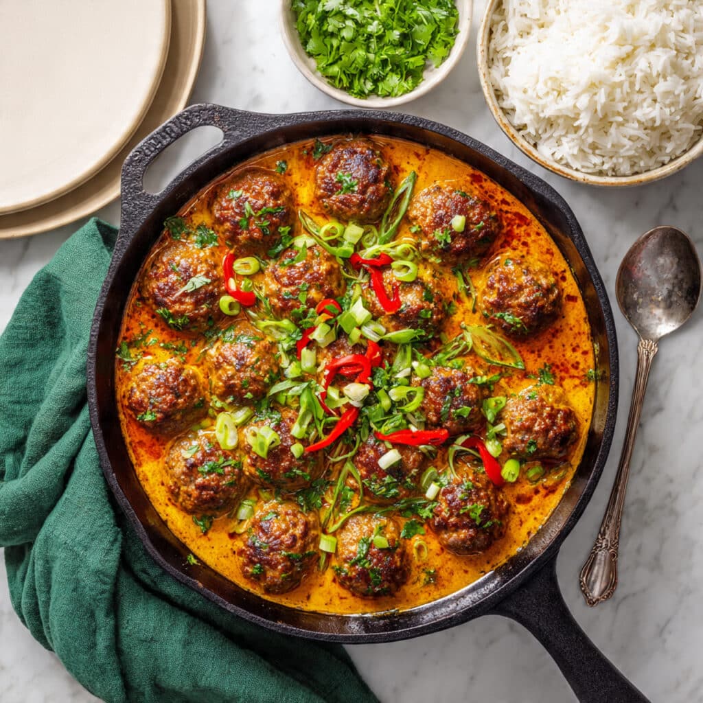 Curry Meatballs in Coconut Red Curry Sauce Recipe