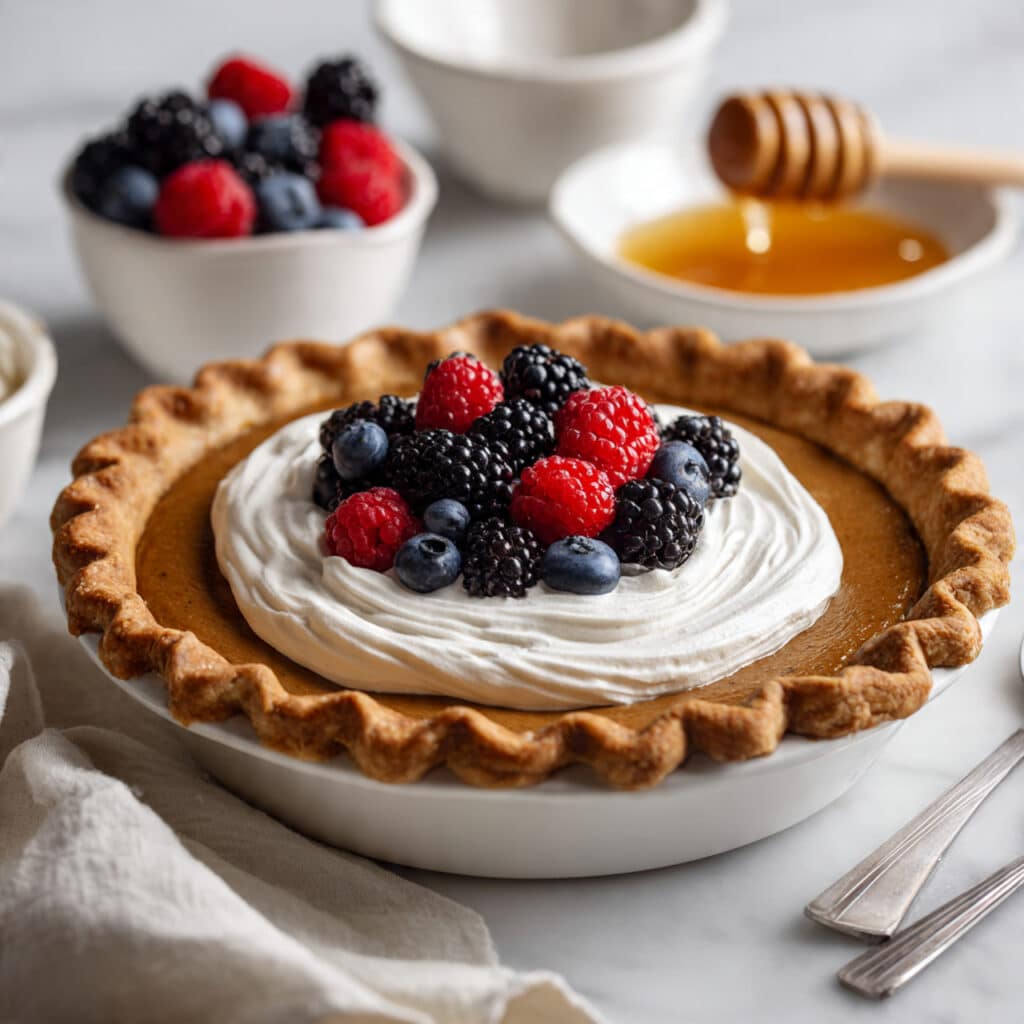Honey Huckleberry Pie with Fresh Berries and Whiskey-Infused Sauce Recipe