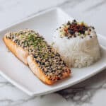 Baked Salmon with Teriyaki or Wasabi Mayo and Furikake Seasoning Recipe