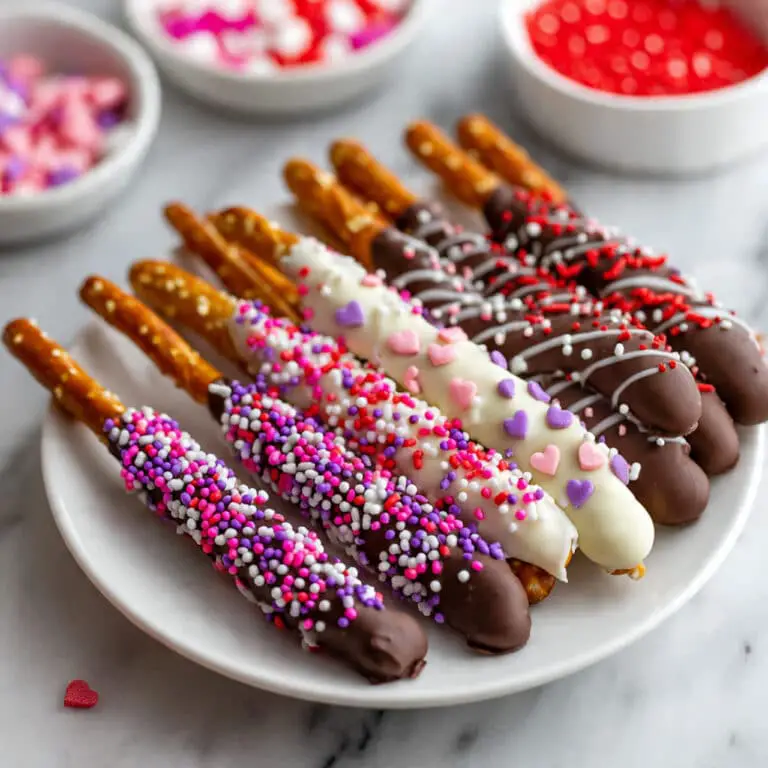 Chocolate Dipped Pretzels with Colorful Sprinkles Recipe