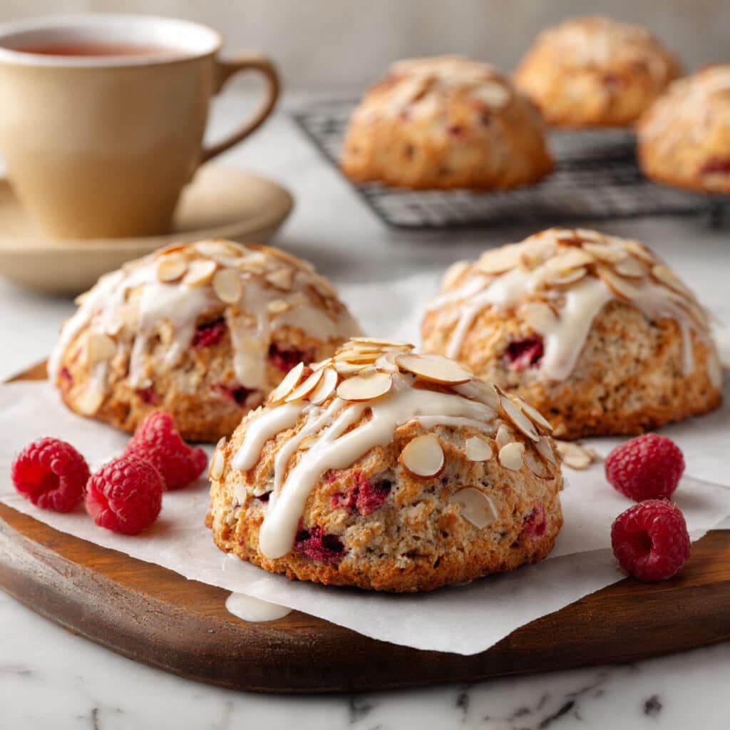 Raspberry Almond Biscuits with Almond Glaze Recipe