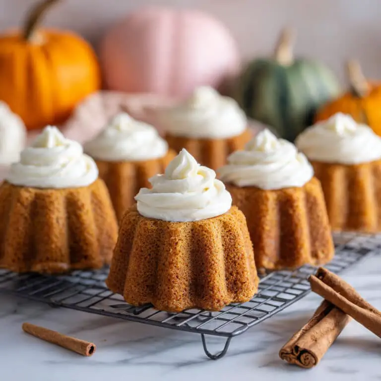 Spiced Pumpkin Mini Bundt Cakes with Cream Cheese Frosting Recipe