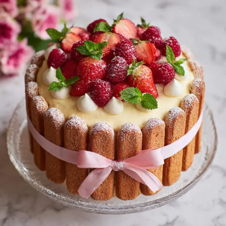 White Chocolate Strawberry Charlotte Cake Recipe
