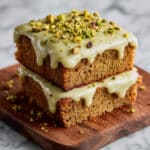 Pistachio Blondies with White Chocolate and Pistachio Ganache Recipe