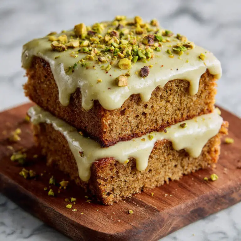 Pistachio Blondies with White Chocolate and Pistachio Ganache Recipe