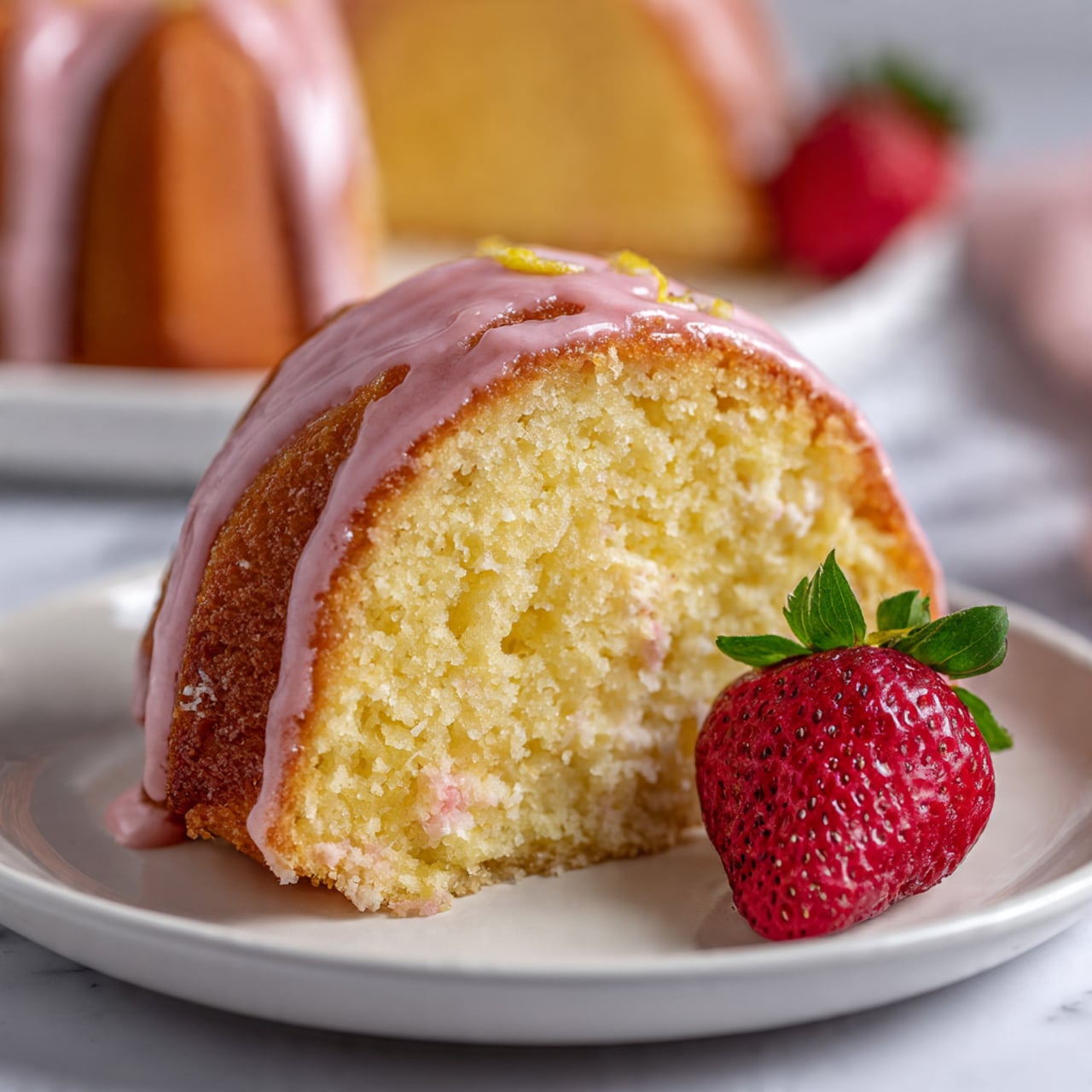 Strawberry White Chocolate Bundt Cake Recipe - Recipe Image