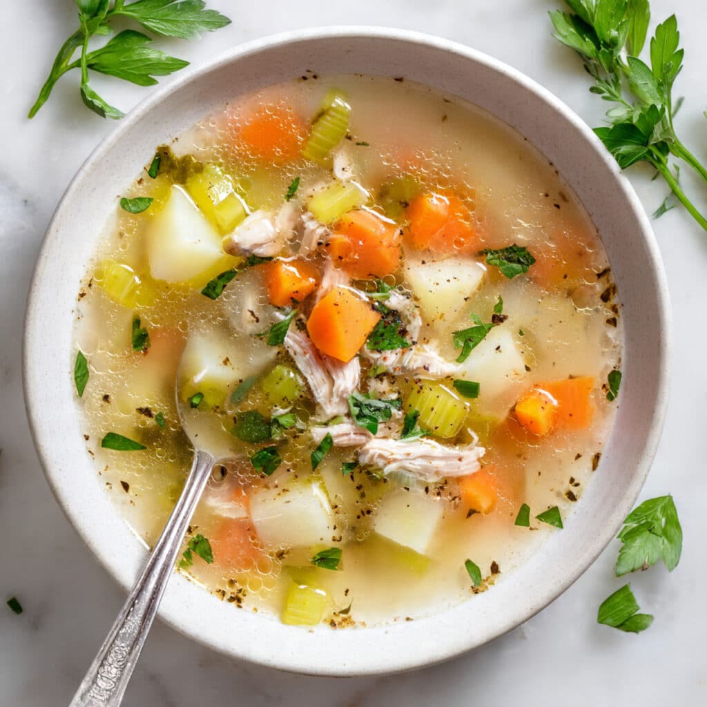Easy Turkey Soup with Vegetables and Potatoes Recipe