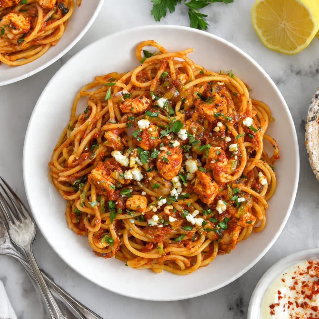 Harissa Pasta with Prawns Recipe