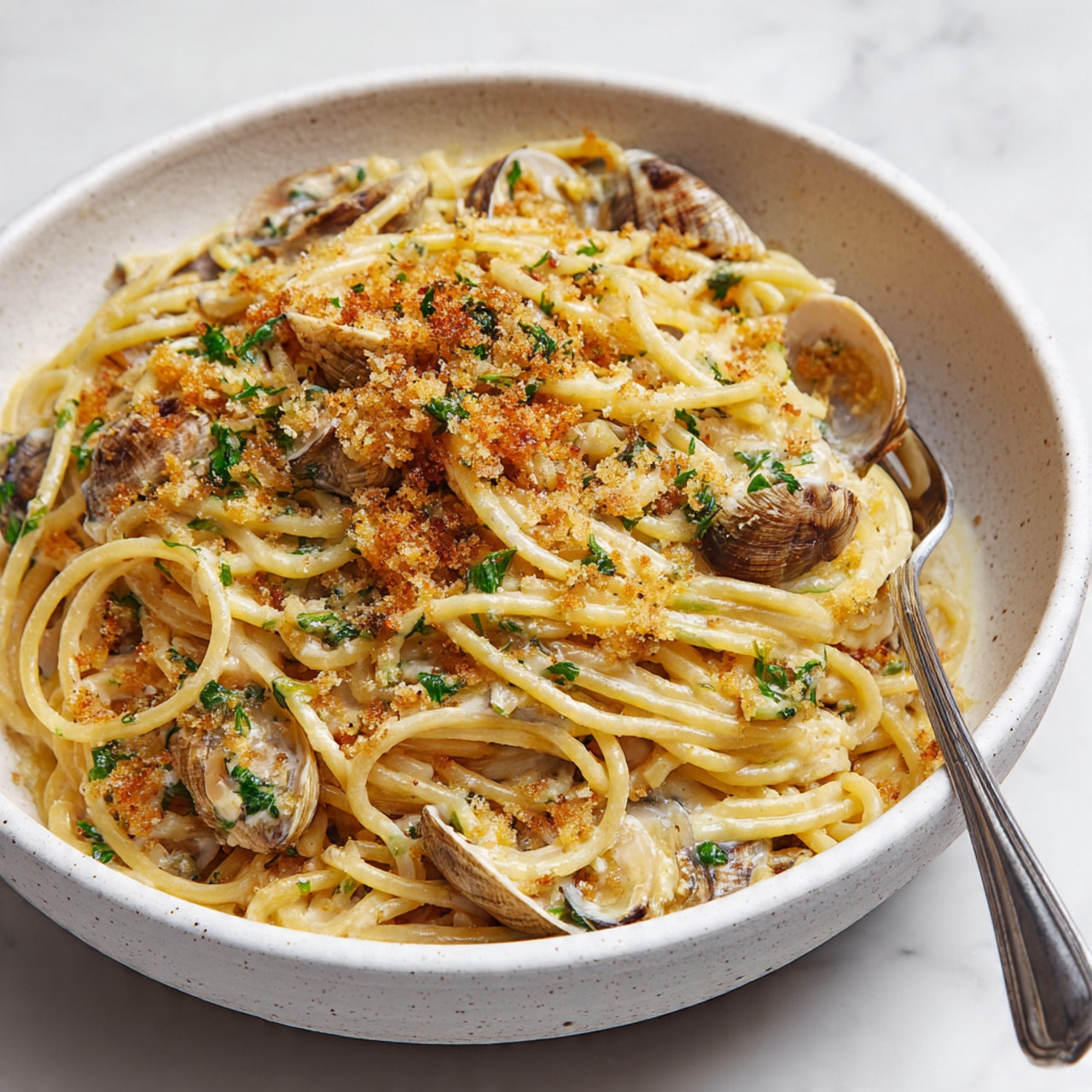 Linguine with Canned Clams and Herb Breadcrumbs Recipe