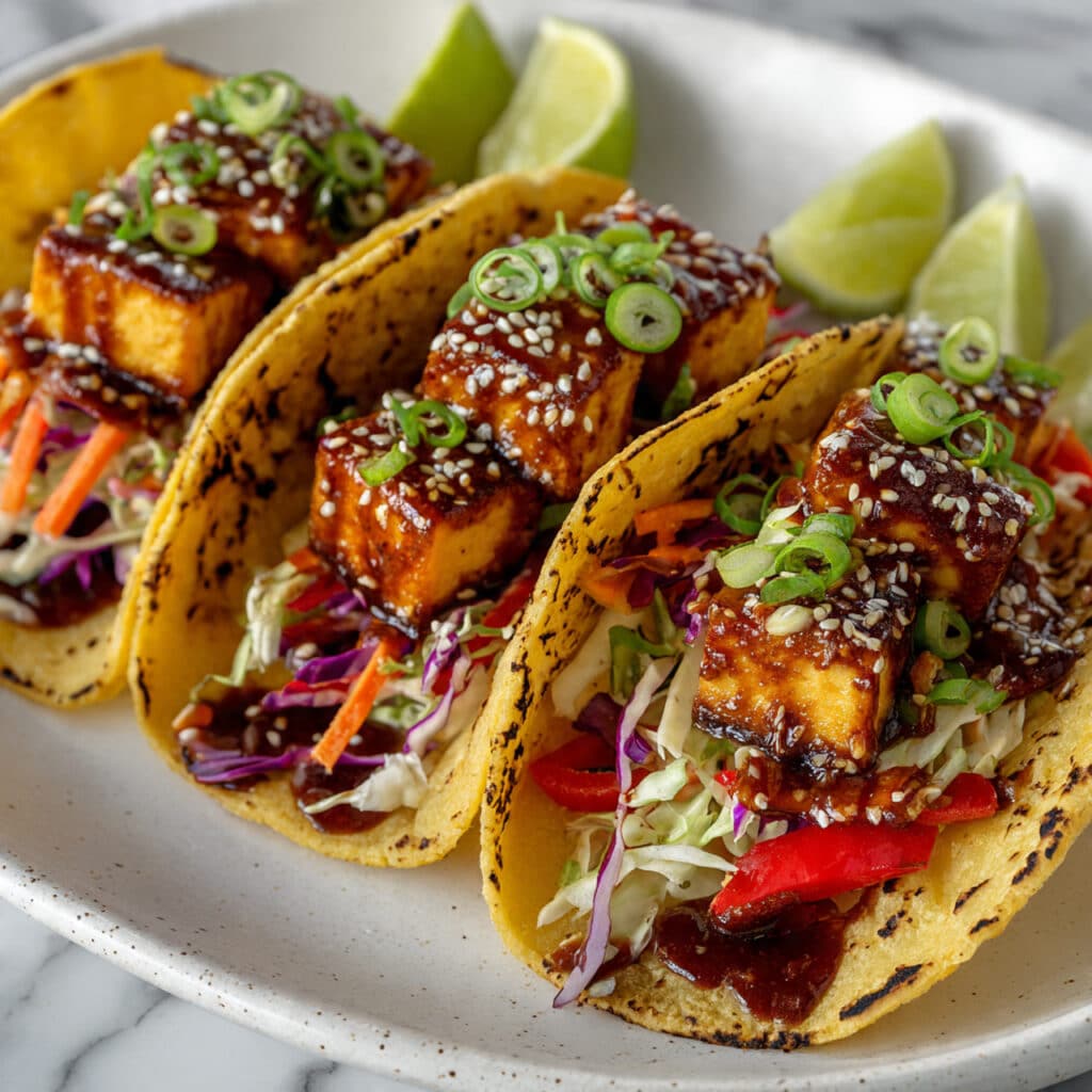 Asian Crispy Tofu Tacos with Savory Slaw and Hoisin Drizzle Recipe