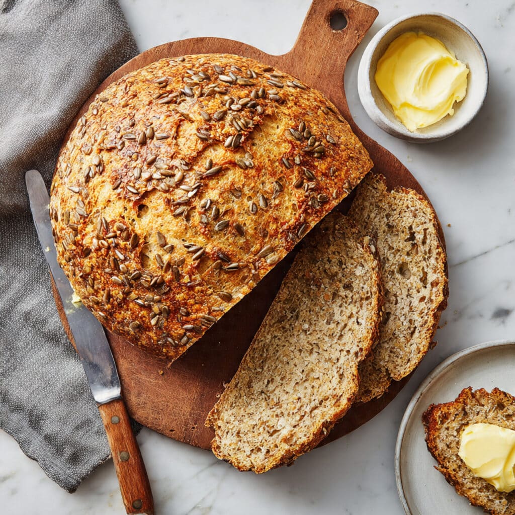 No Knead Seeded Honey Oat Artisan Bread Recipe