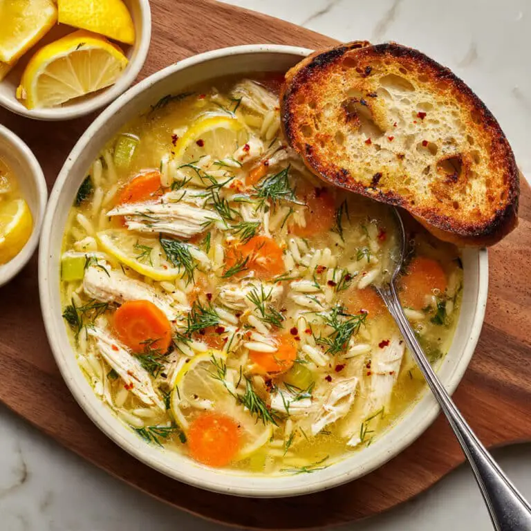 Greek Lemon Orzo Soup with Chicken Recipe
