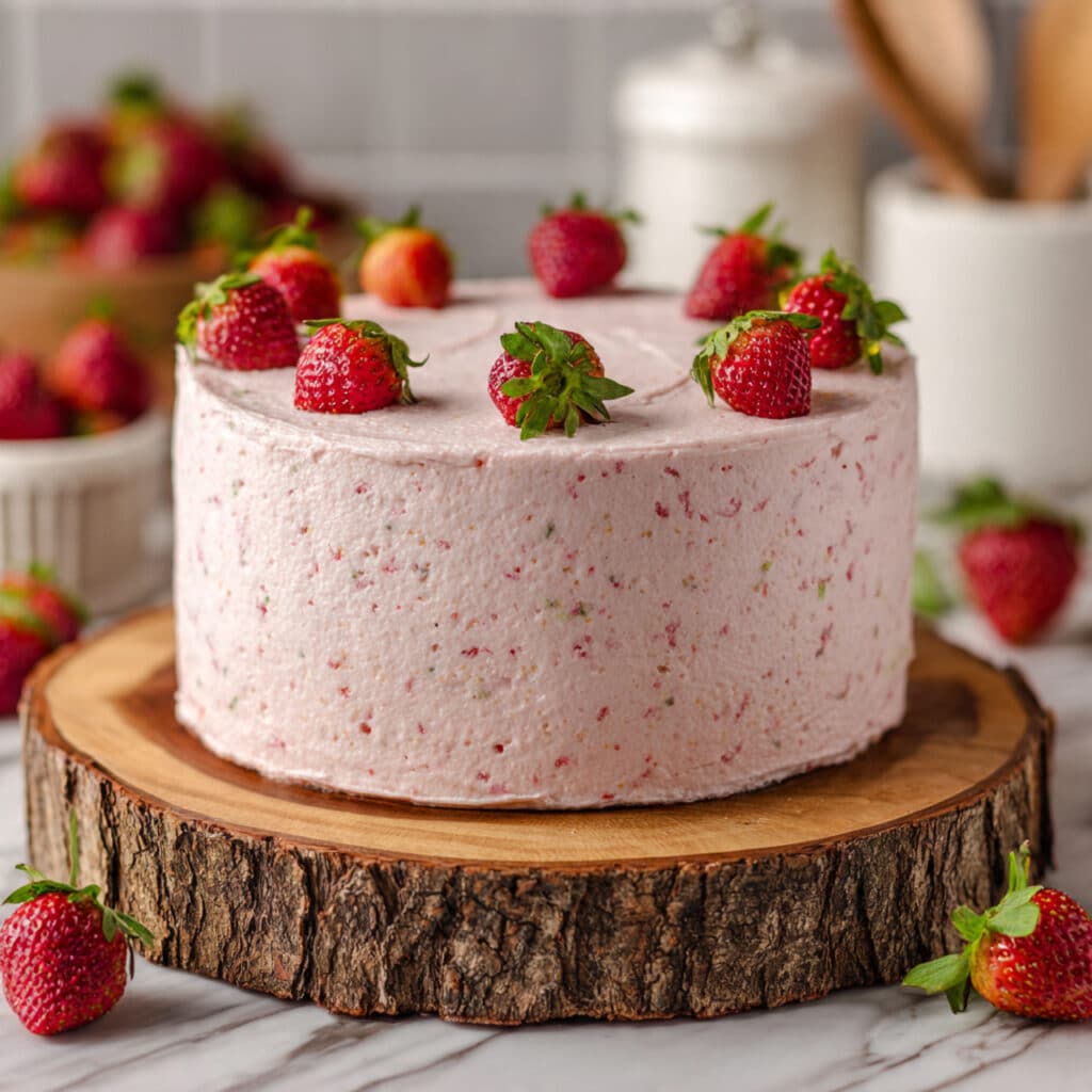 Delicious Strawberry Layer Cake with Cream Cheese Frosting and Strawberry Jam Recipe