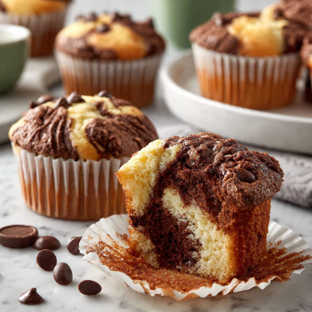 Marbled Banana Muffins with Chocolate Chips and Sea Salt Recipe