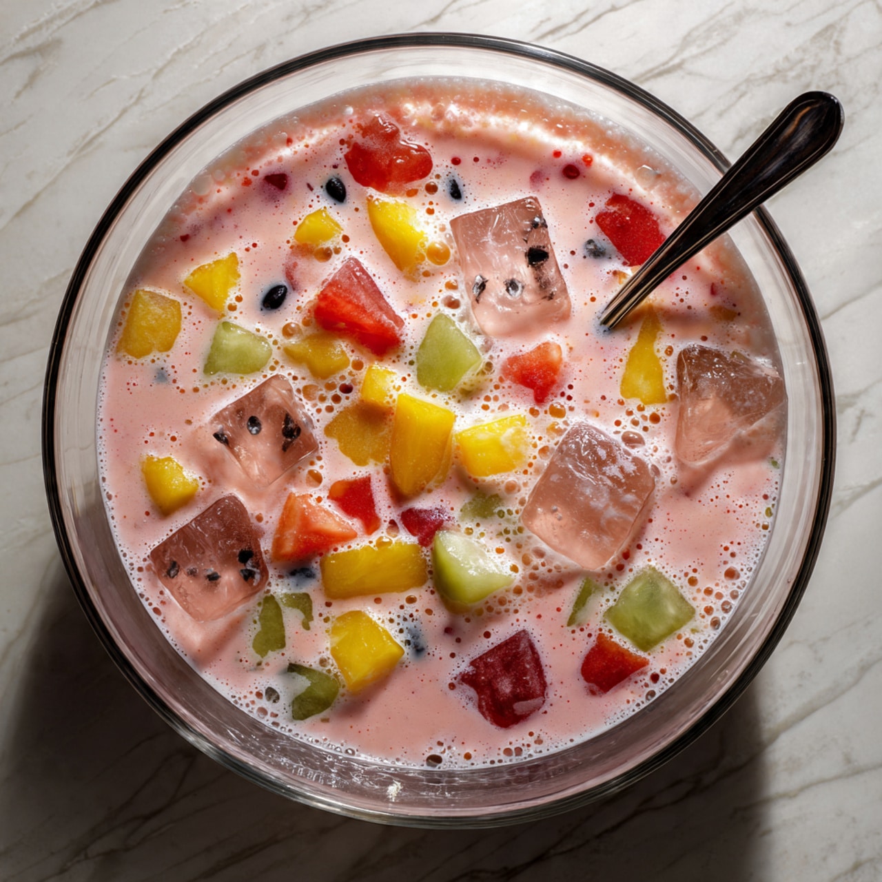 Refreshing Watermelon Hwachae with Fruit and Strawberry Milk Recipe