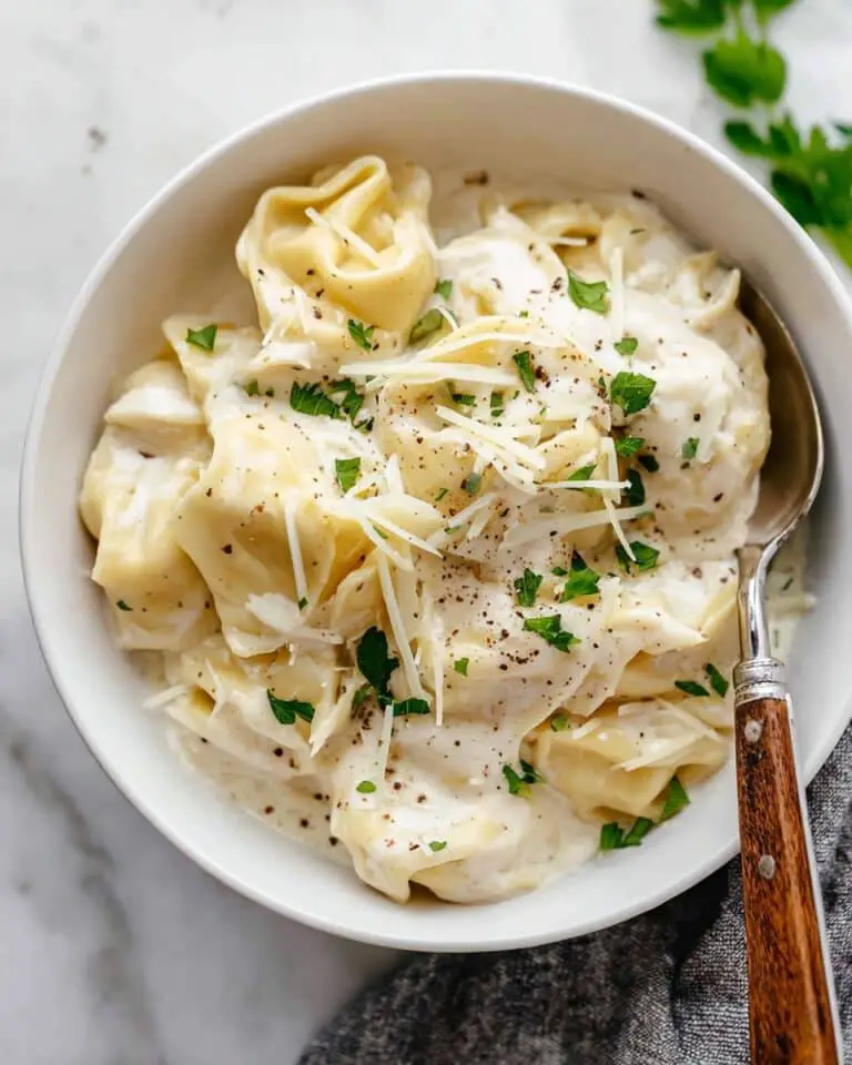 Alfredo Tortellini with Chicken and Parmesan Recipe