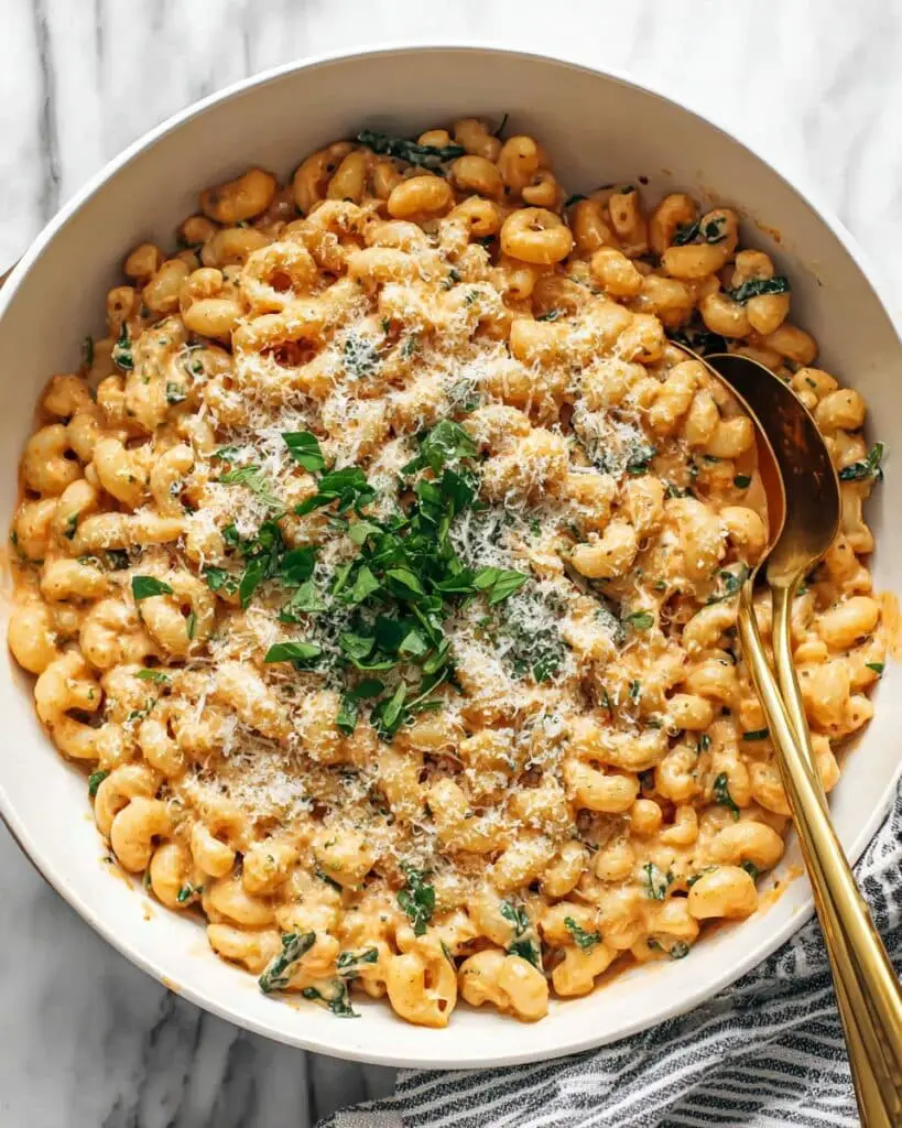 Pasta with Sun-Dried Tomatoes and Spinach in Creamy Parmesan Sauce Recipe