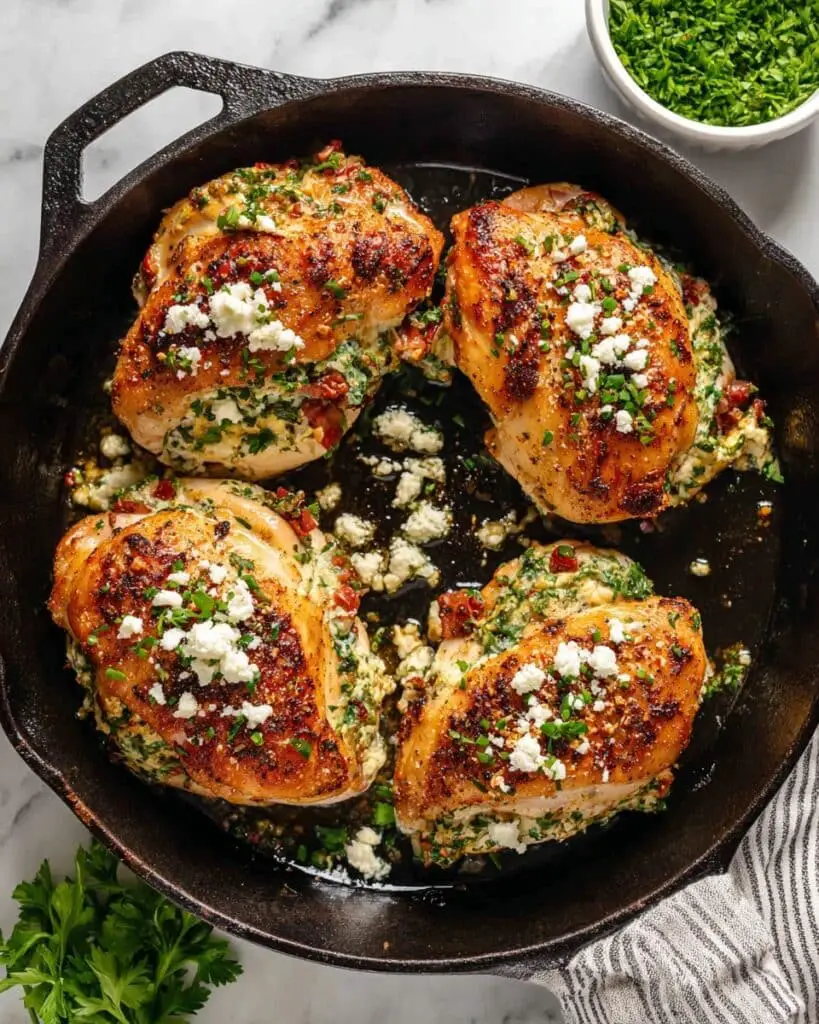 Stuffed Chicken Breast with Spinach, Cheeses, and Sun-Dried Tomatoes Recipe