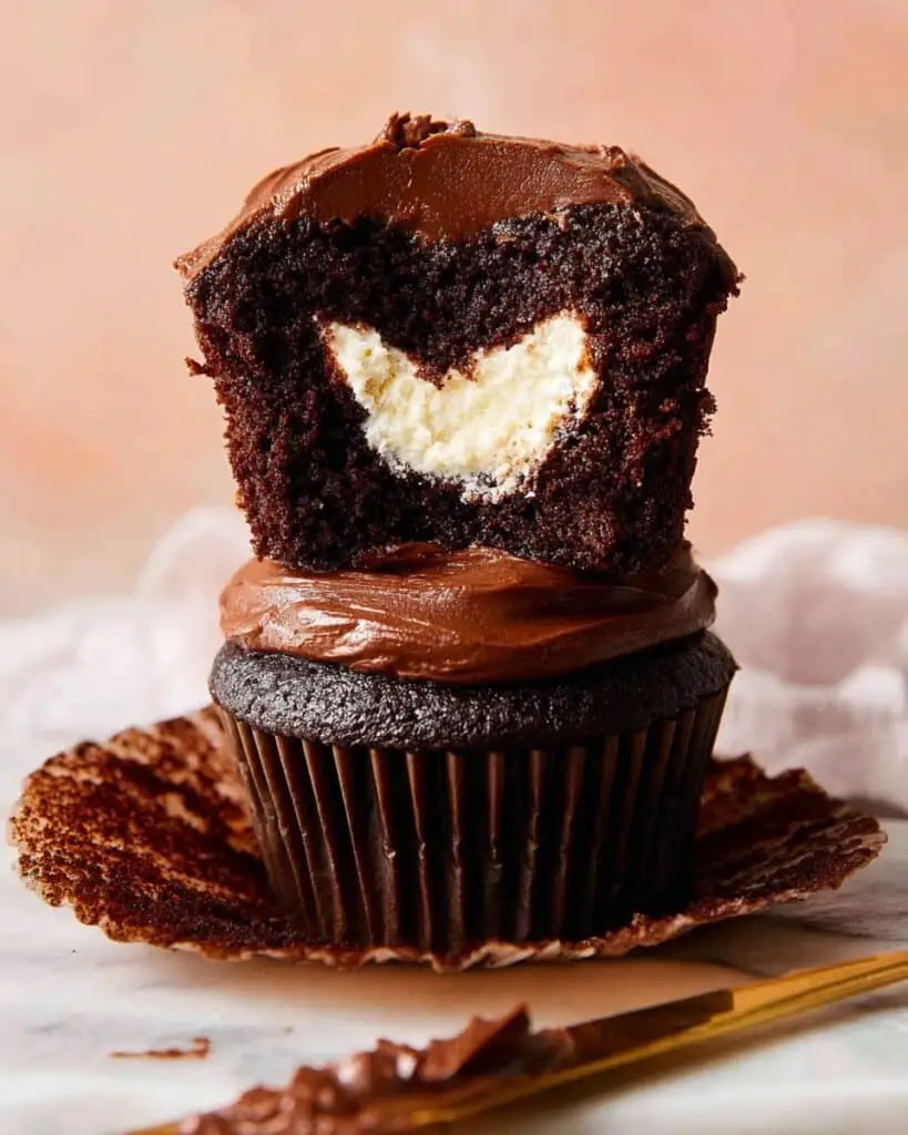 Vanilla Cream Filled Chocolate Ganache Cupcakes Recipe