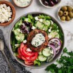 Greek Turkey Burger Bowls with Tzatziki Recipe