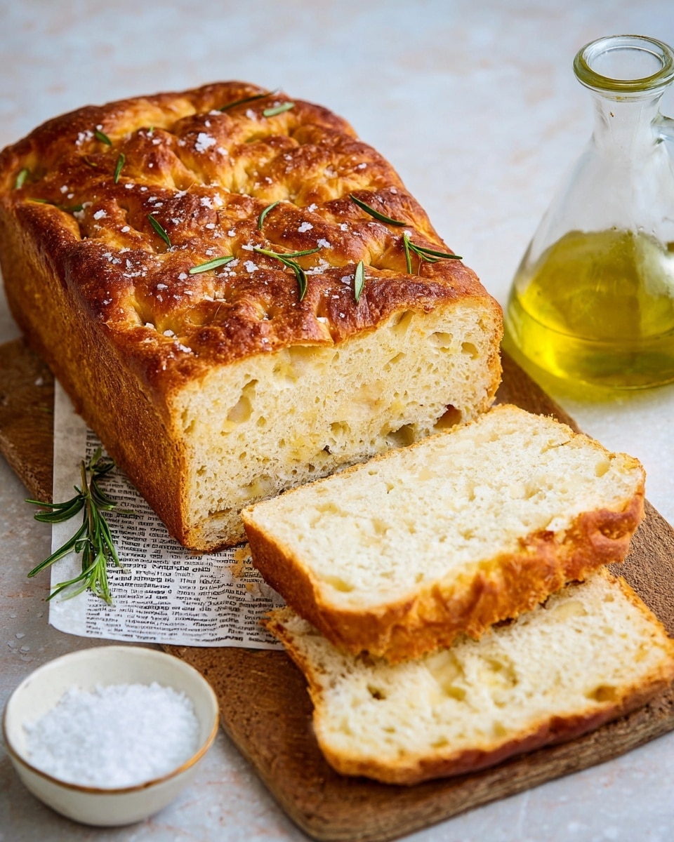 Homemade Focaccia Loaf Bread with Rosemary and Sea Salt Recipe