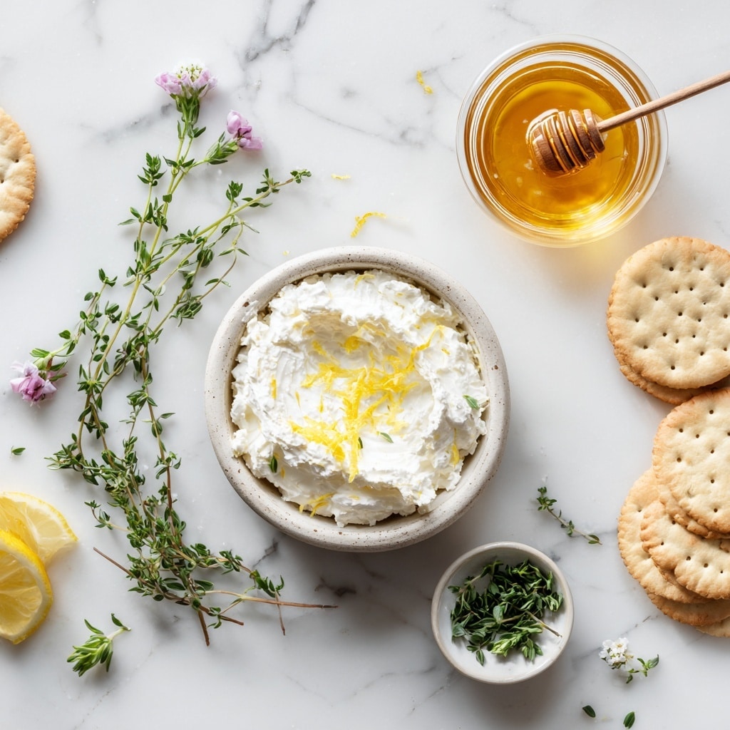 Easy Goat Cheese Appetizer with Lemon, Thyme, and Edible Flowers Recipe - Recipe Image