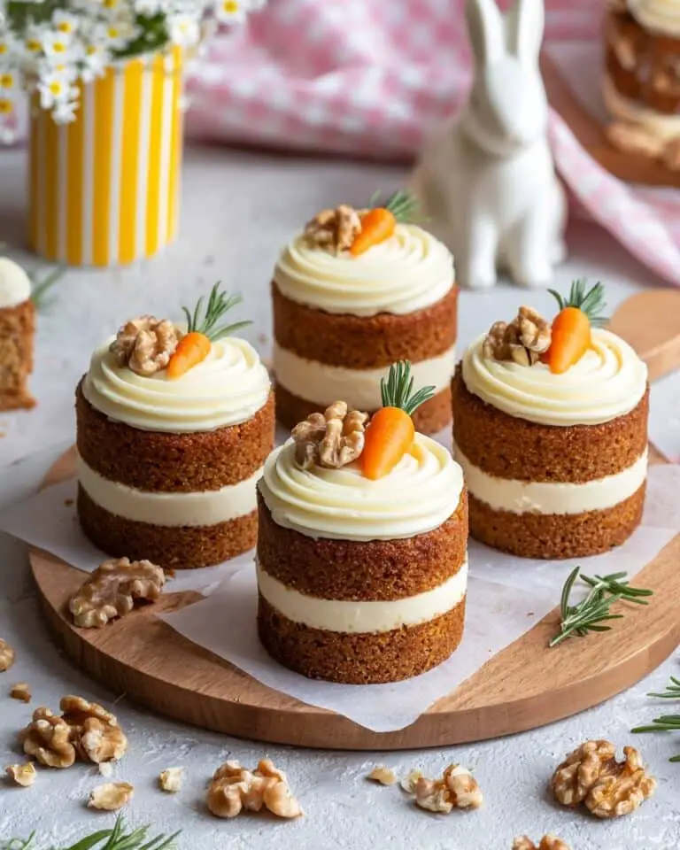 Mini Carrot Cakes with Cream Cheese Frosting and Orange-Walnut Decoration Recipe
