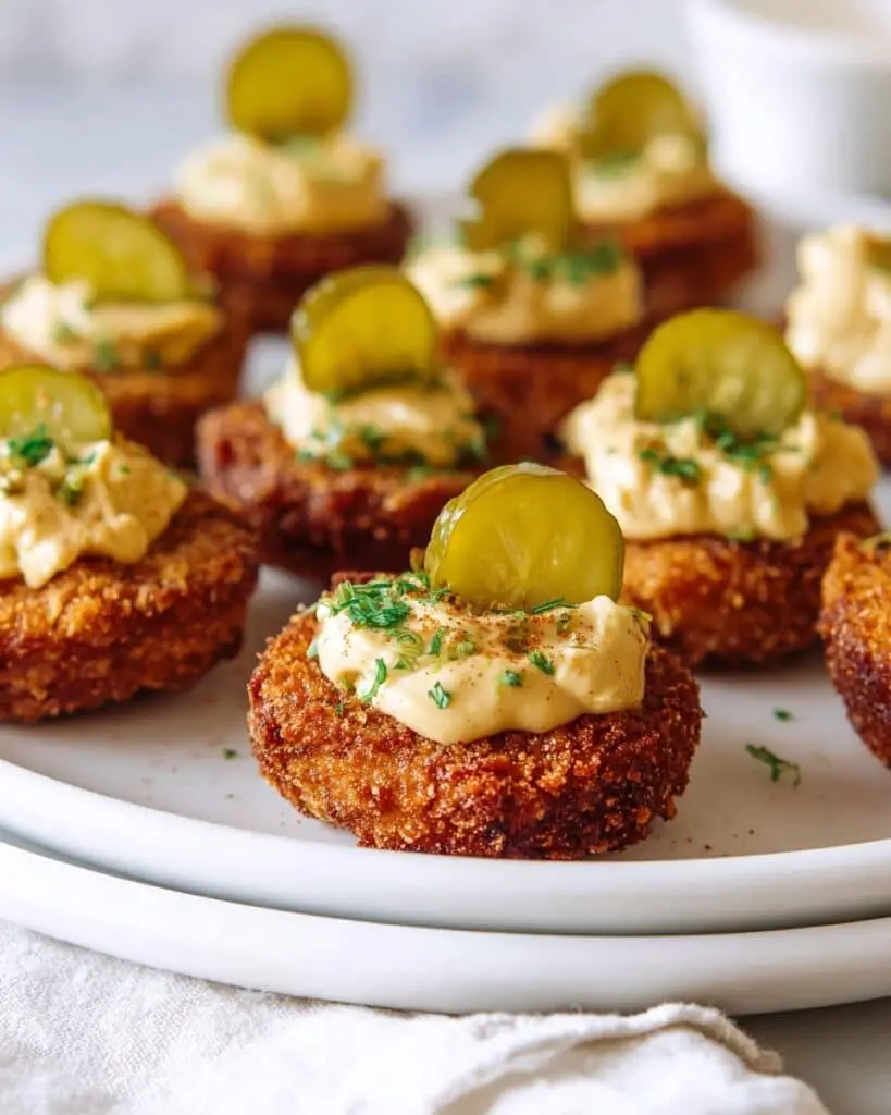 Fried Deviled Eggs with Cajun Jalapeno Garnish Recipe
