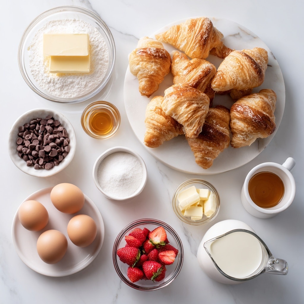 Croissant Bread Pudding with Chocolate Sauce Recipe - Recipe Image