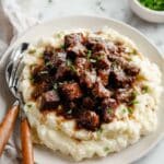 Hearty Beef Tips with Garlic Mashed Potatoes Recipe