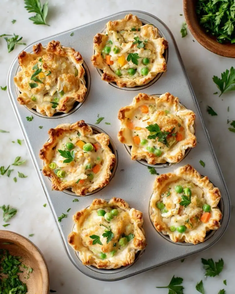 Mini Chicken Pot Pies in Biscuit Cups Recipe
