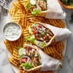 Greek Chicken Gyros with Lemon Dill Yogurt Sauce and Feta Recipe