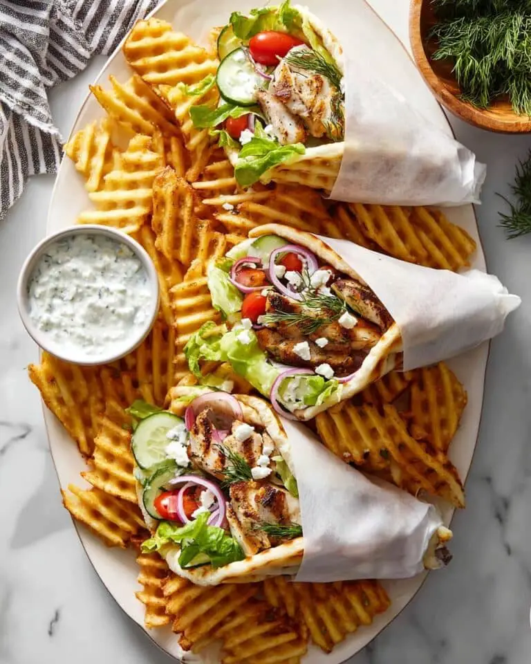 Greek Chicken Gyros with Lemon Dill Yogurt Sauce and Feta Recipe