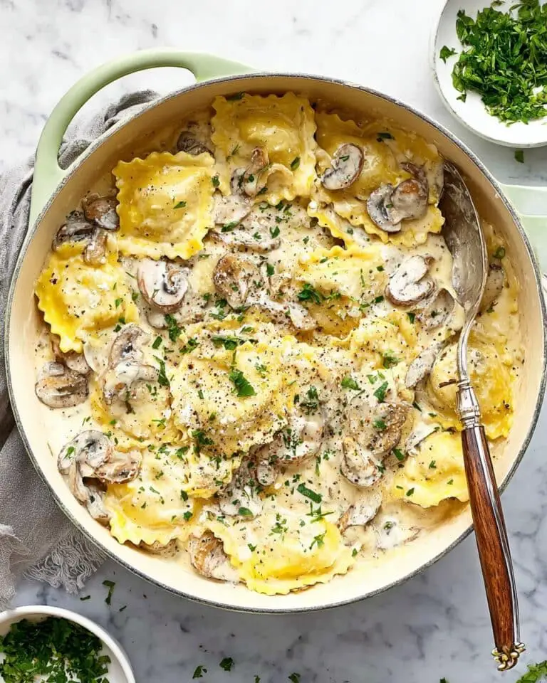 Creamy Mushroom Ravioli with Parmesan and Balsamic Recipe
