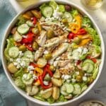 Crunchy Grilled Chicken Greek Salad with Roasted Potatoes Recipe