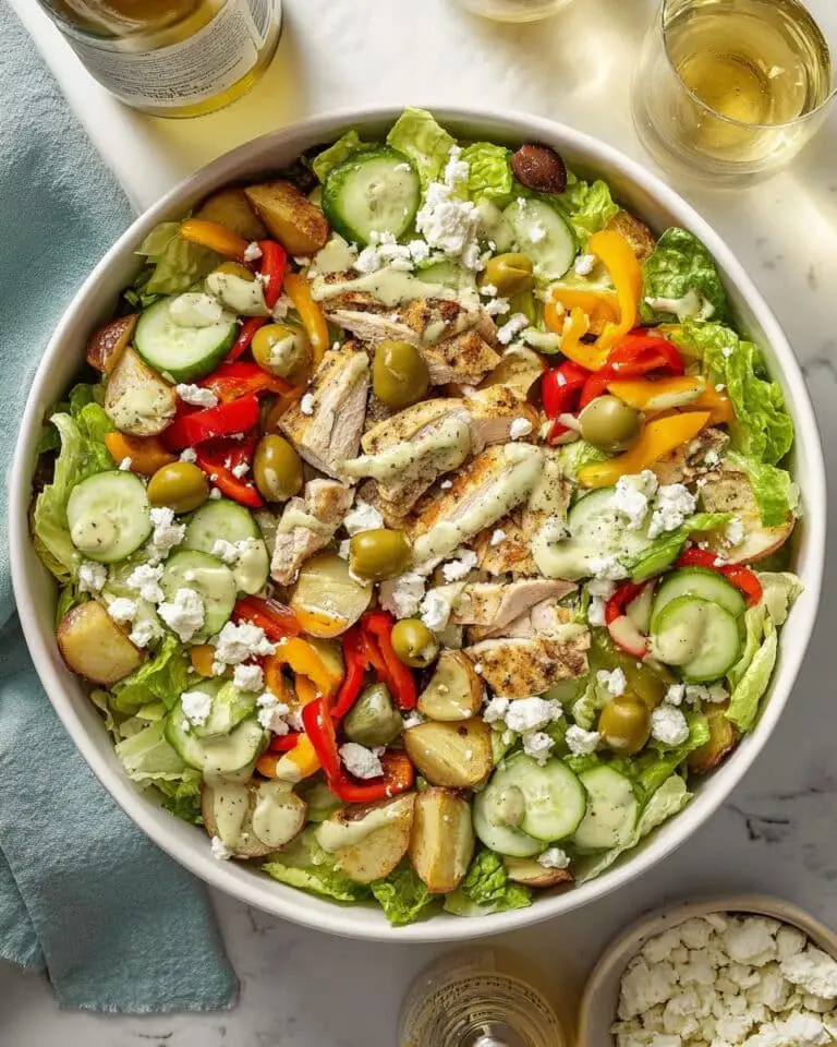 Crunchy Grilled Chicken Greek Salad with Roasted Potatoes Recipe