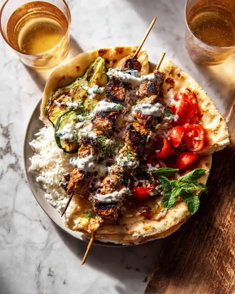 Quick Chicken Souvlaki Rice Pilaf Recipe