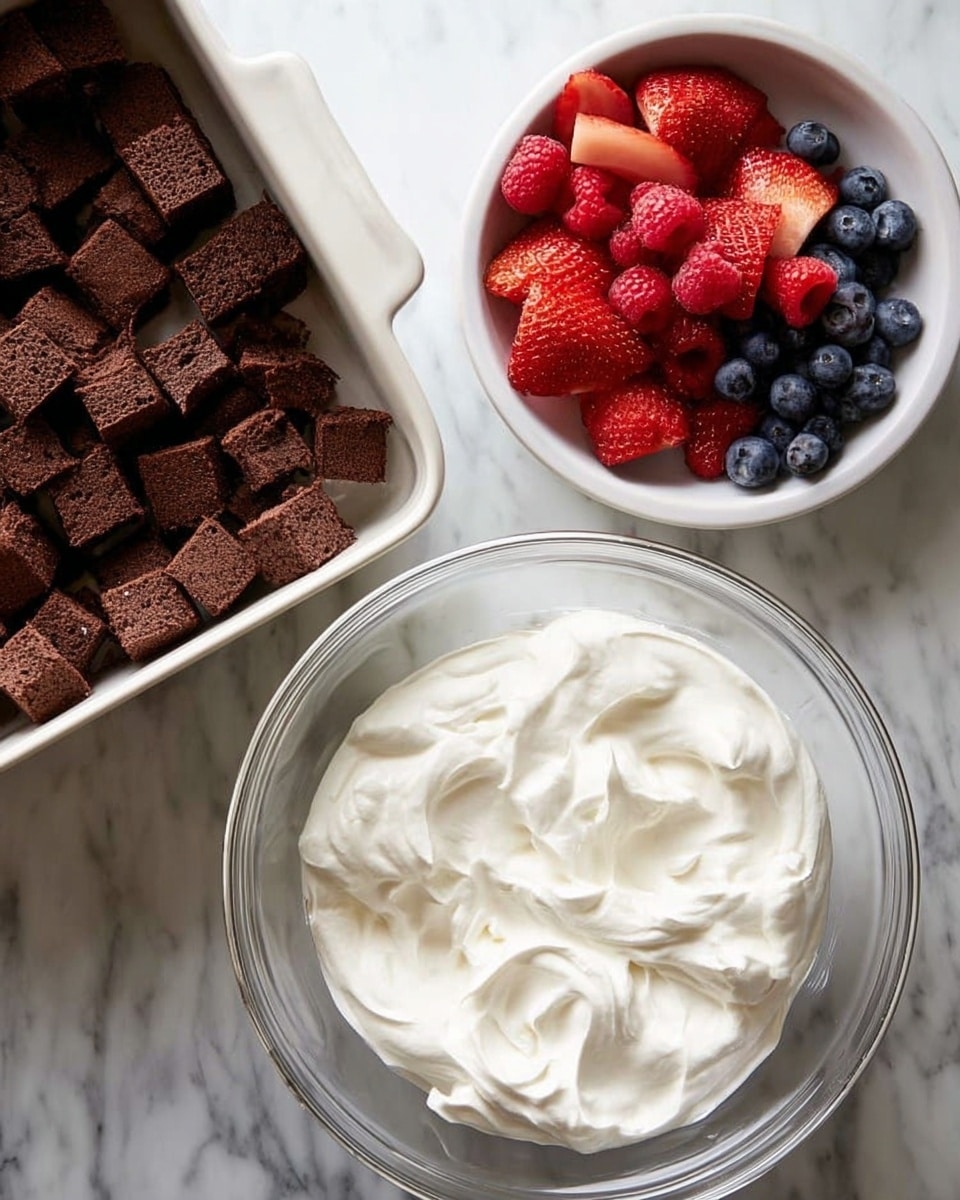The image shows a baking tray lined with white parchment paper filled with thick, rich chocolate batter spread evenly across the tray's surface. The batter is dark brown with a slightly shiny, smooth but textured top that shows gentle waves and swirls from spreading. The tray is metal and rectangular, placed on a white marbled surface that contrasts with the deep color of the batter. Photo taken with an iphone --ar 4:5 --v 7