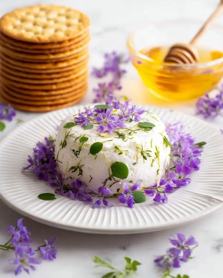 Easy Goat Cheese Appetizer with Lemon, Thyme, and Edible Flowers Recipe