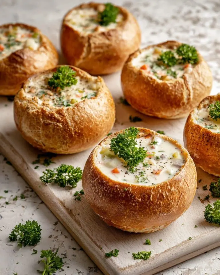Sourdough Bread Bowls with Homemade Crust and Fluffy Interior Recipe
